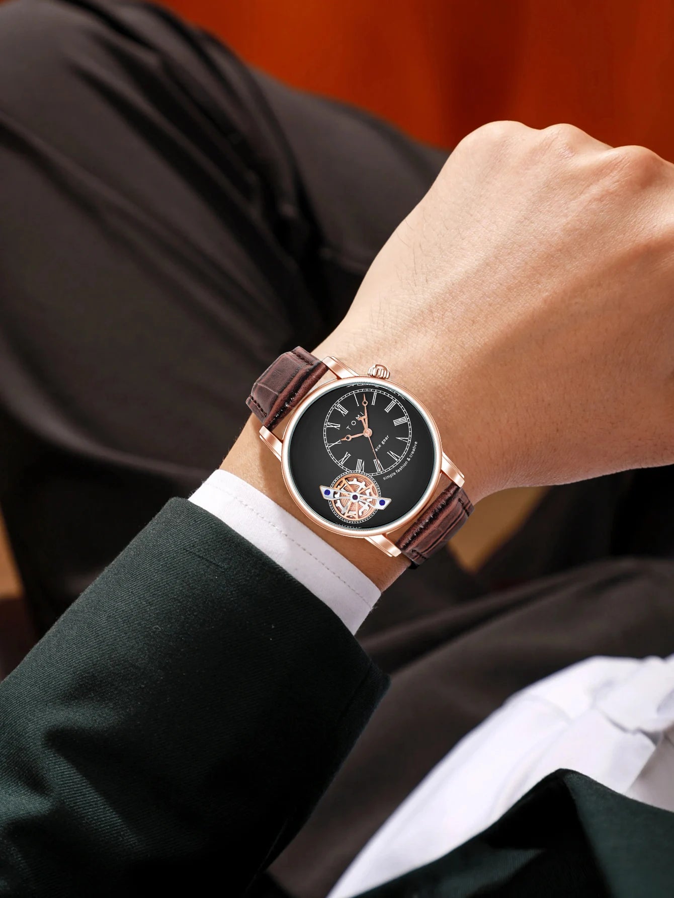 Tomi conjunto caixa de presente luxo e elegante relógio de quartzo masculino calendário de lazer pulseira dupla relógio de quartzo presente do festival