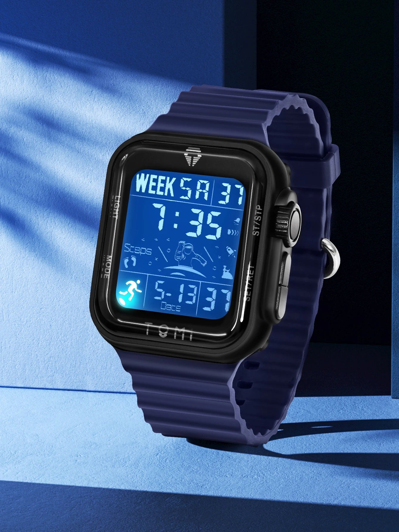 TOMI Pro Mens Smartwatch 1.86 '' AMOLED Tela Sensível Ao Toque Quadrado, Mostrador Obsidian, Data/Tempo/Semana Excluso Design Minimalista Elegante