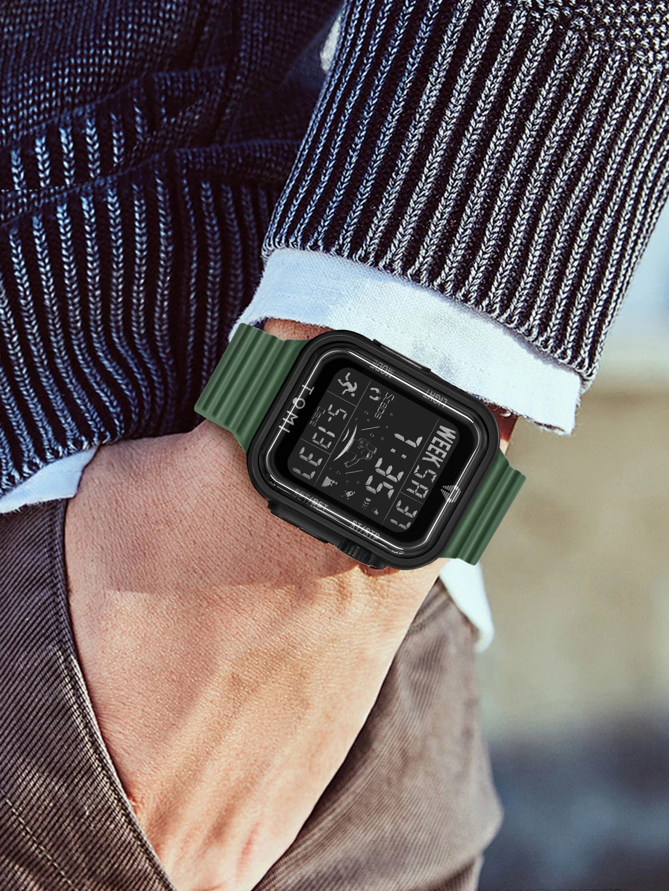 TOMI Pro Mens Smartwatch 1.86 '' AMOLED Tela Sensível Ao Toque Quadrado, Mostrador Obsidian, Data/Tempo/Semana Excluso Design Minimalista Elegante