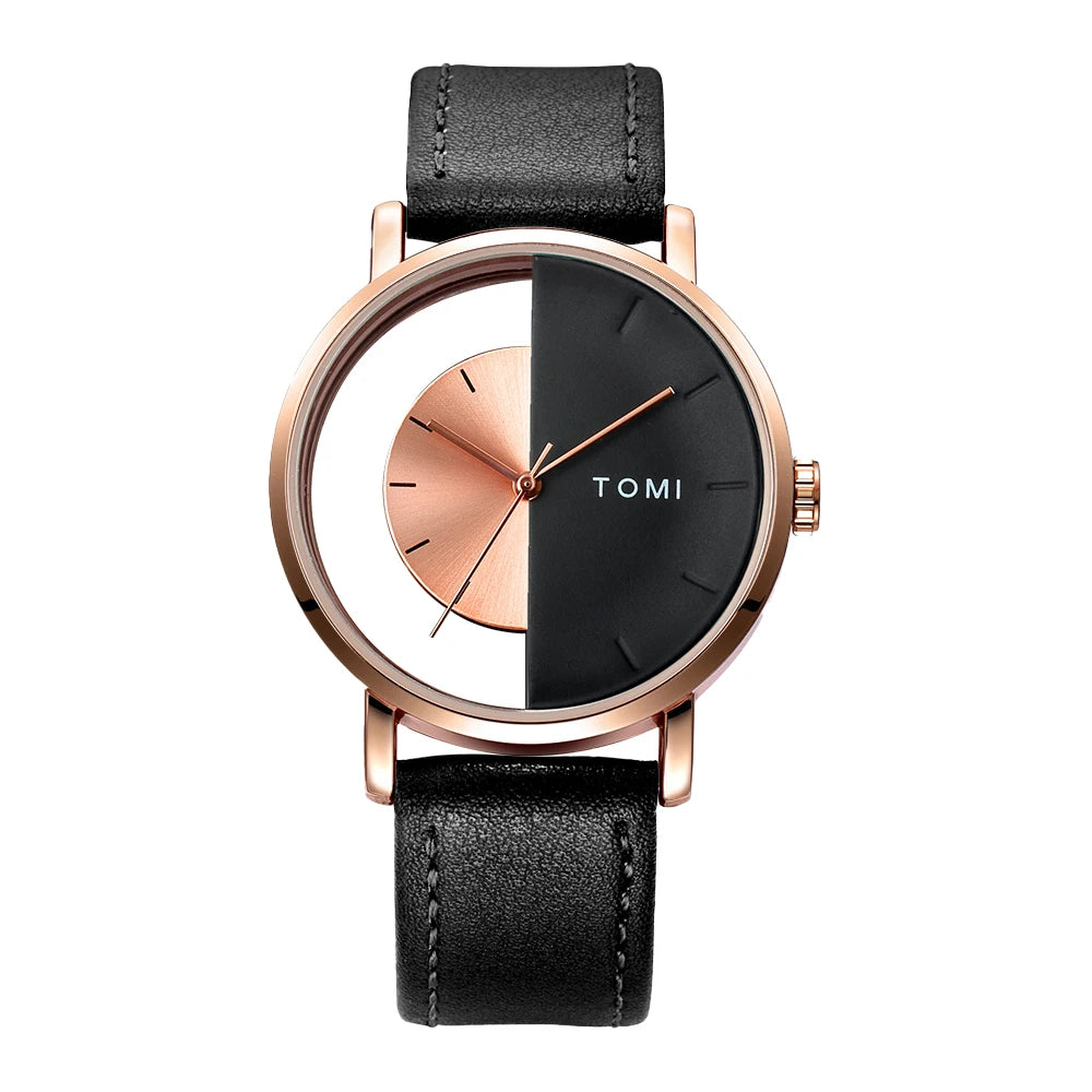 Relógio de quartzo com design oco simples da moda TOMI