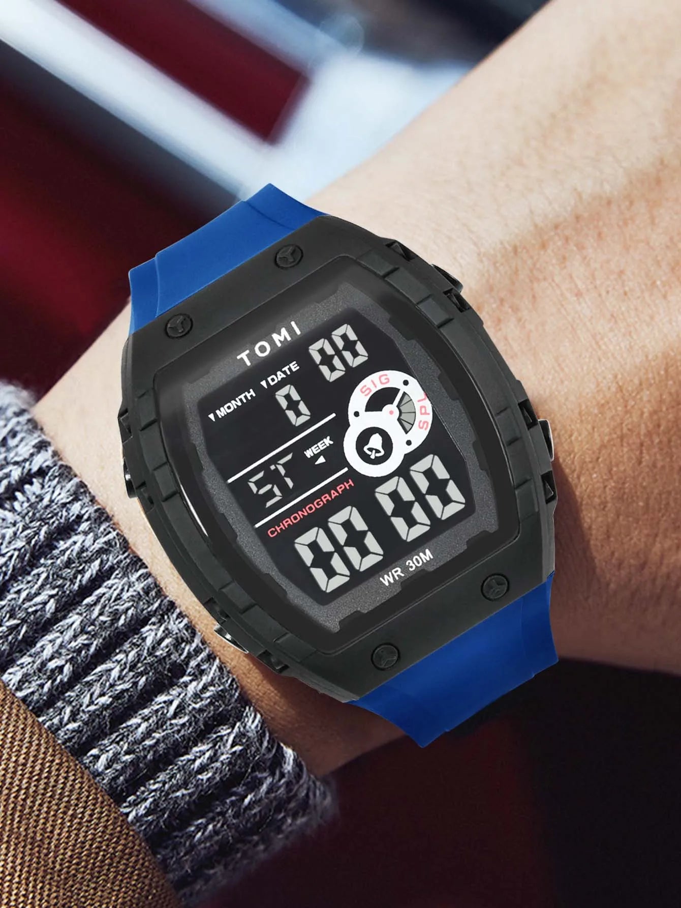TOMI Esporte Masculino Multi funcional Relógio Esportivo Ao Ar Livre À Prova D 'Água Data Luminosa LED Digital Estudante Relógio Eletrônico