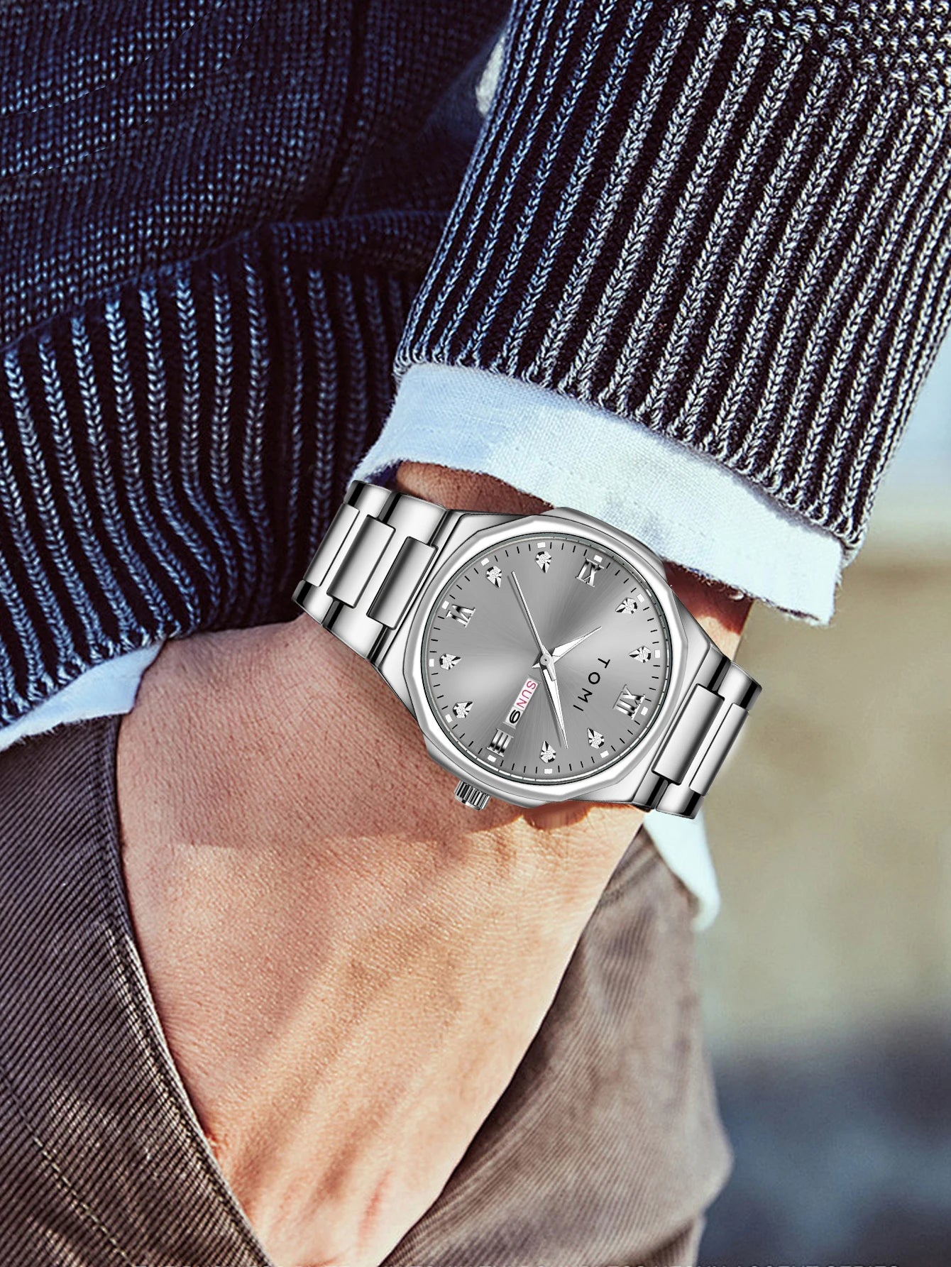 Relógio masculino TOMI moda minimalista luxuoso relógio de pulso masculino relógio de quartzo