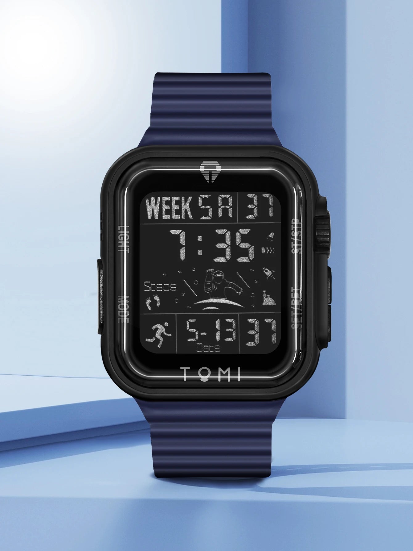 TOMI Pro Mens Smartwatch 1.86 '' AMOLED Tela Sensível Ao Toque Quadrado, Mostrador Obsidian, Data/Tempo/Semana Excluso Design Minimalista Elegante