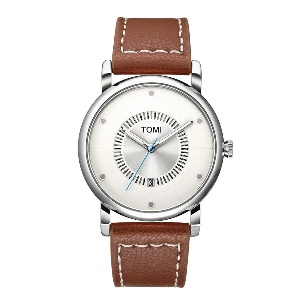 TOMI Relógio Masculino Minimalista Couro Preto Moda Minimalista Relógio de Quartzo Masculino Premium Business Quartz Watch