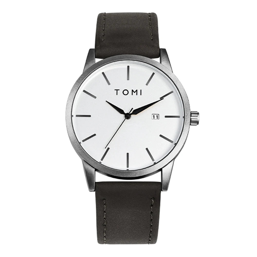Relógio masculino da moda da marca TOMI luxuoso relógio de quartzo com design de mostrador de disco pequeno