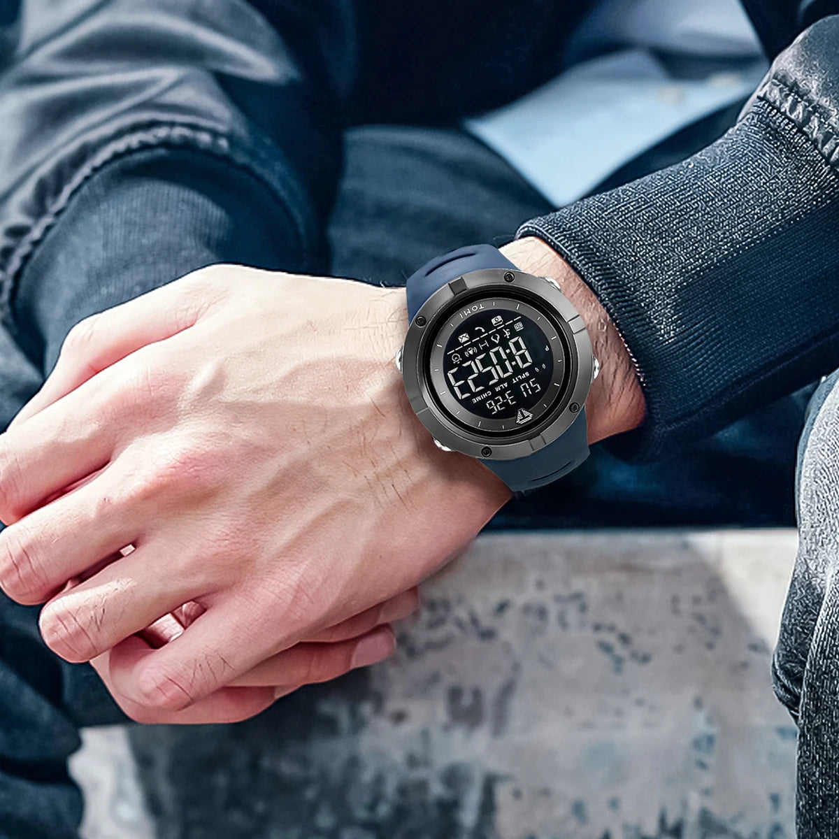 Relógio masculino TOMI Night Glow à prova d'água moda digital TPU material relógio esportivo