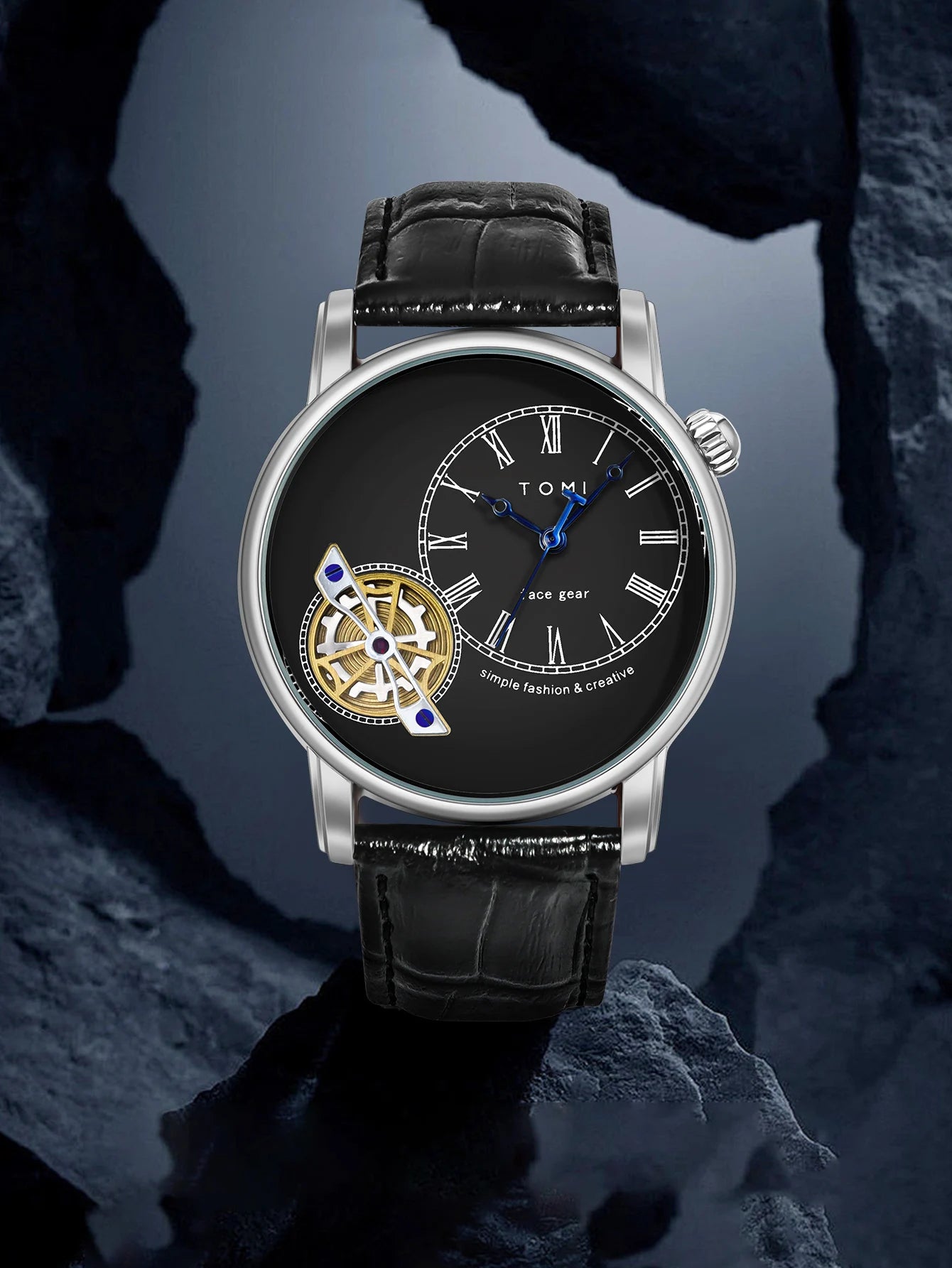 Tomi conjunto caixa de presente luxo e elegante relógio de quartzo masculino calendário de lazer pulseira dupla relógio de quartzo presente do festival
