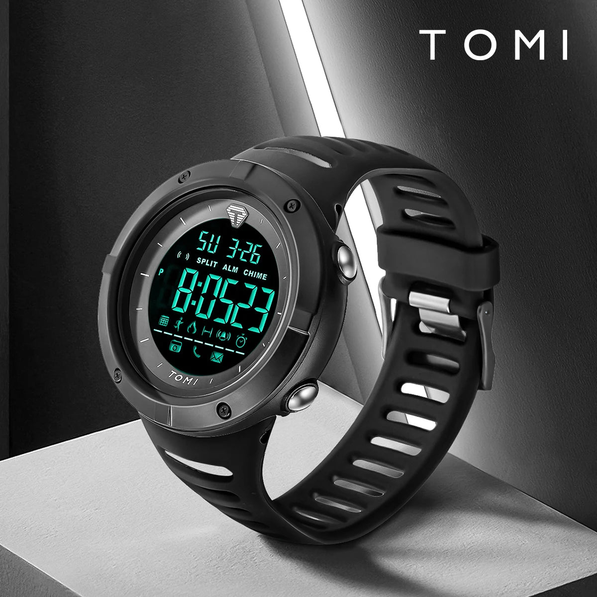 Relógio masculino TOMI Night Glow à prova d'água moda digital TPU material relógio esportivo