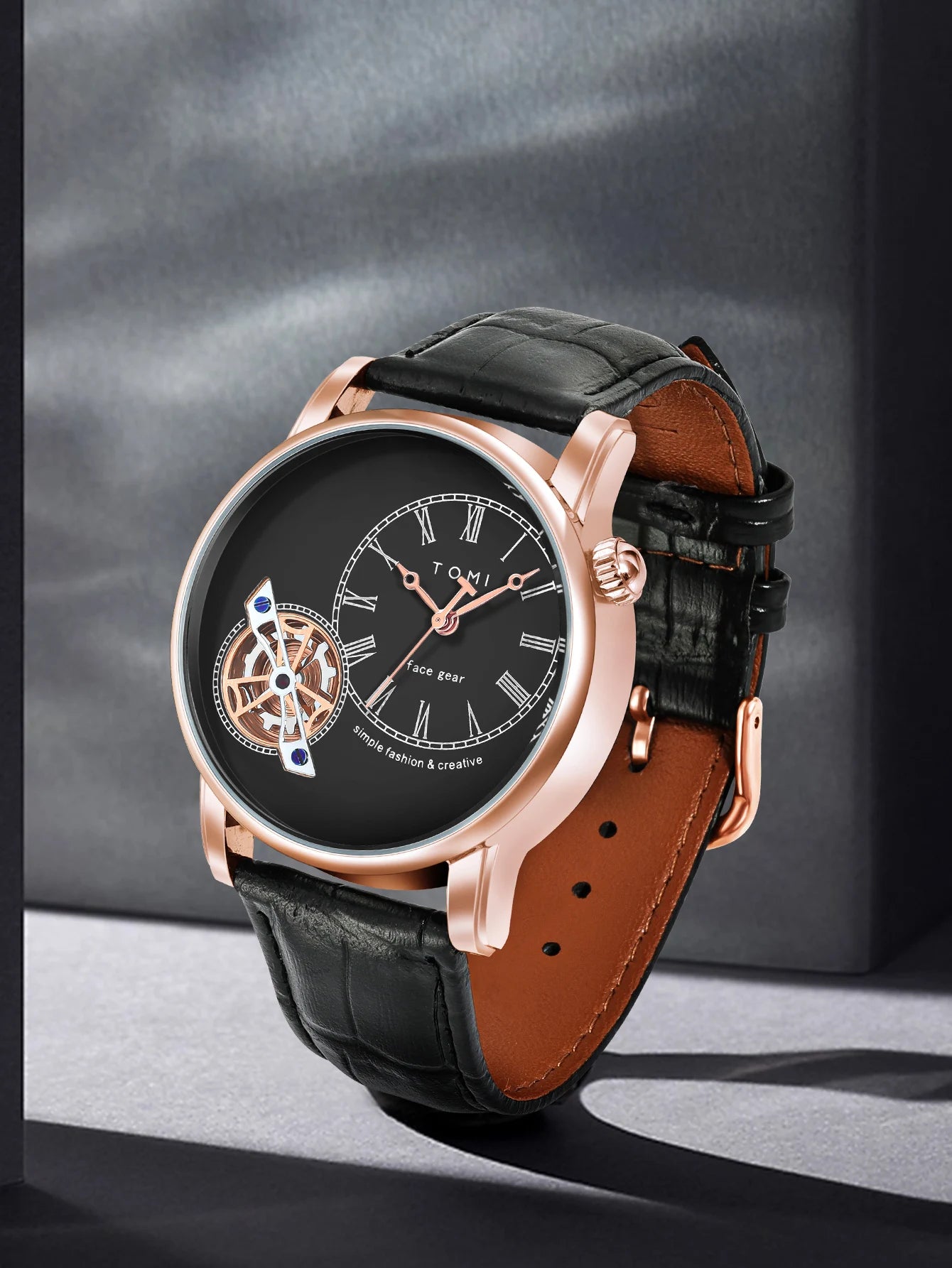 Tomi conjunto caixa de presente luxo e elegante relógio de quartzo masculino calendário de lazer pulseira dupla relógio de quartzo presente do festival