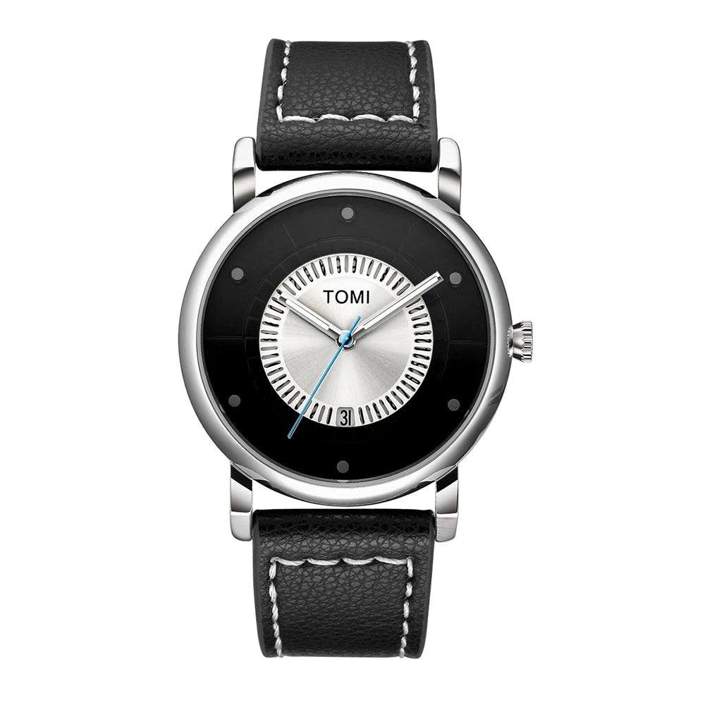 TOMI Relógio Masculino Minimalista Couro Preto Moda Minimalista Relógio de Quartzo Masculino Premium Business Quartz Watch
