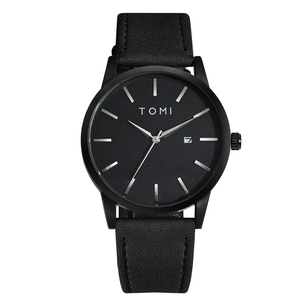 Relógio masculino da moda da marca TOMI luxuoso relógio de quartzo com design de mostrador de disco pequeno