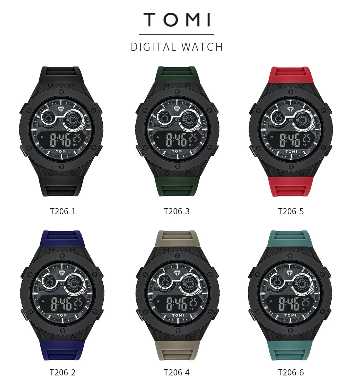 TOMI Relógio Digital Luminoso LED Masculino Design Minimalista 30M À Prova D 'Água Relógio Esportivo Masculino Data Estudante Relógio Eletrônico