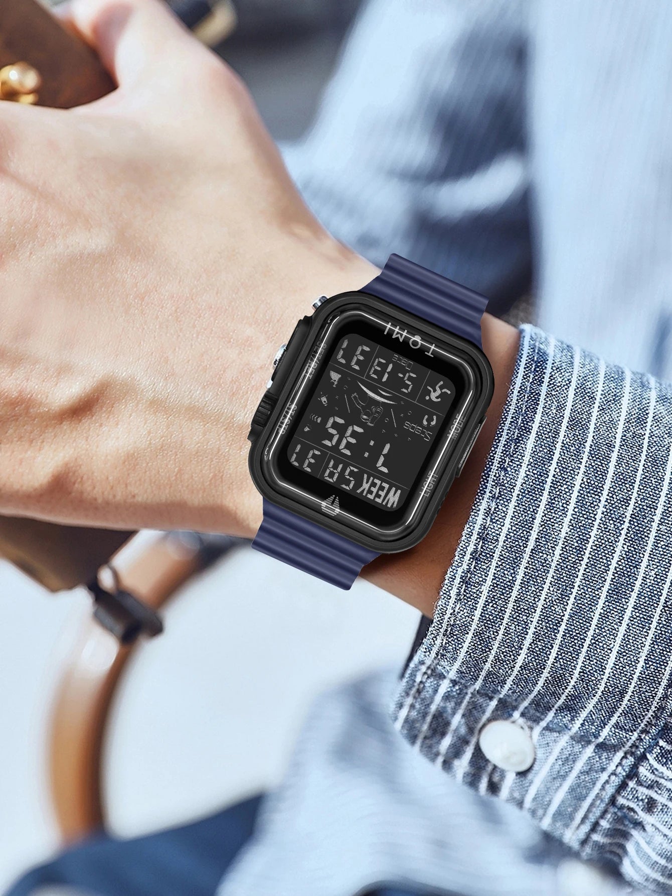 TOMI Pro Mens Smartwatch 1.86 '' AMOLED Tela Sensível Ao Toque Quadrado, Mostrador Obsidian, Data/Tempo/Semana Excluso Design Minimalista Elegante