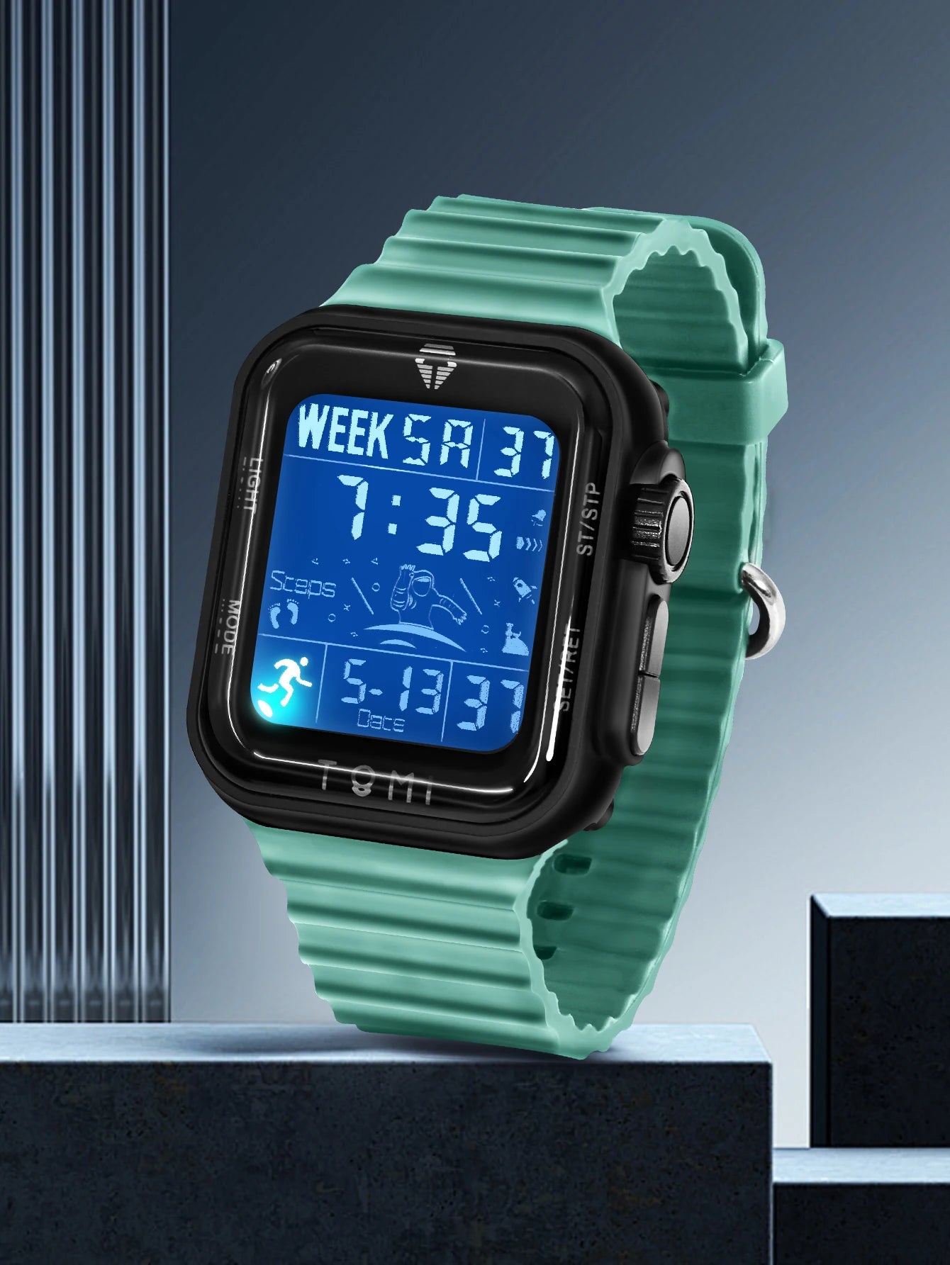 TOMI Pro Mens Smartwatch 1.86 '' AMOLED Tela Sensível Ao Toque Quadrado, Mostrador Obsidian, Data/Tempo/Semana Excluso Design Minimalista Elegante