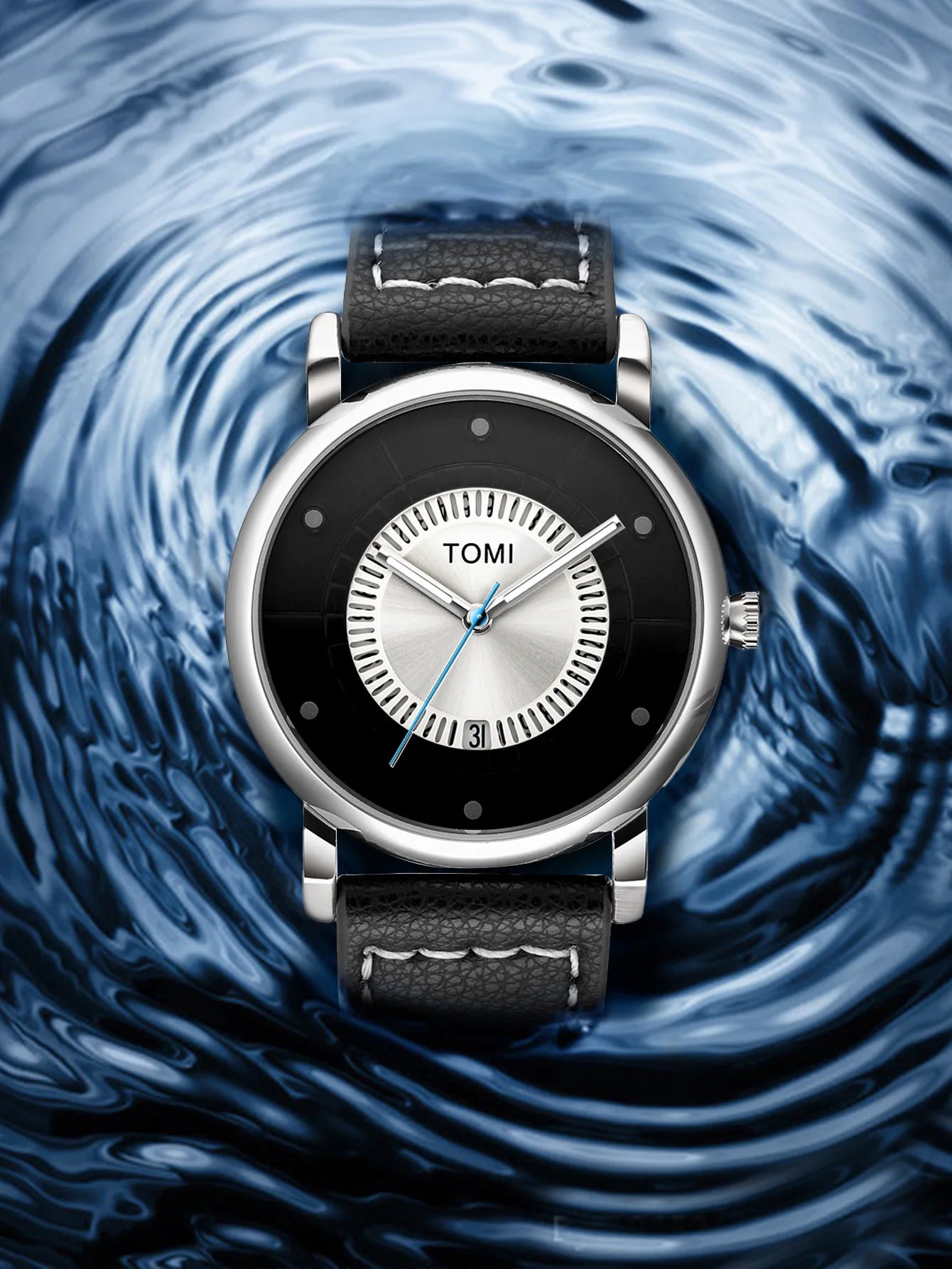 TOMI Relógio Masculino Minimalista Couro Preto Moda Minimalista Relógio de Quartzo Masculino Premium Business Quartz Watch