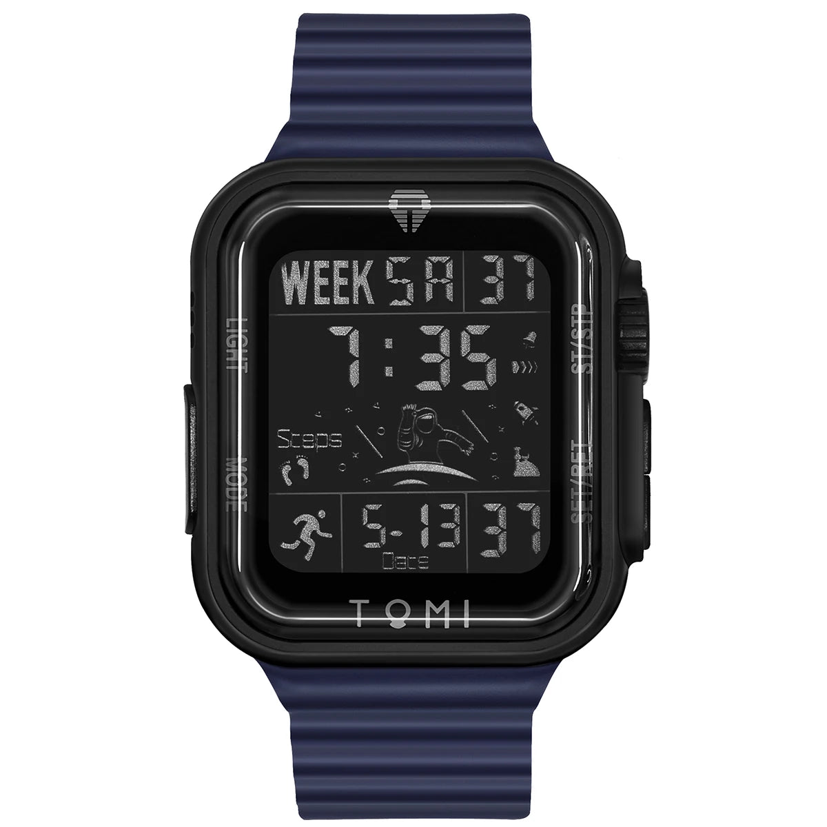 TOMI Pro Mens Smartwatch 1.86 '' AMOLED Tela Sensível Ao Toque Quadrado, Mostrador Obsidian, Data/Tempo/Semana Excluso Design Minimalista Elegante