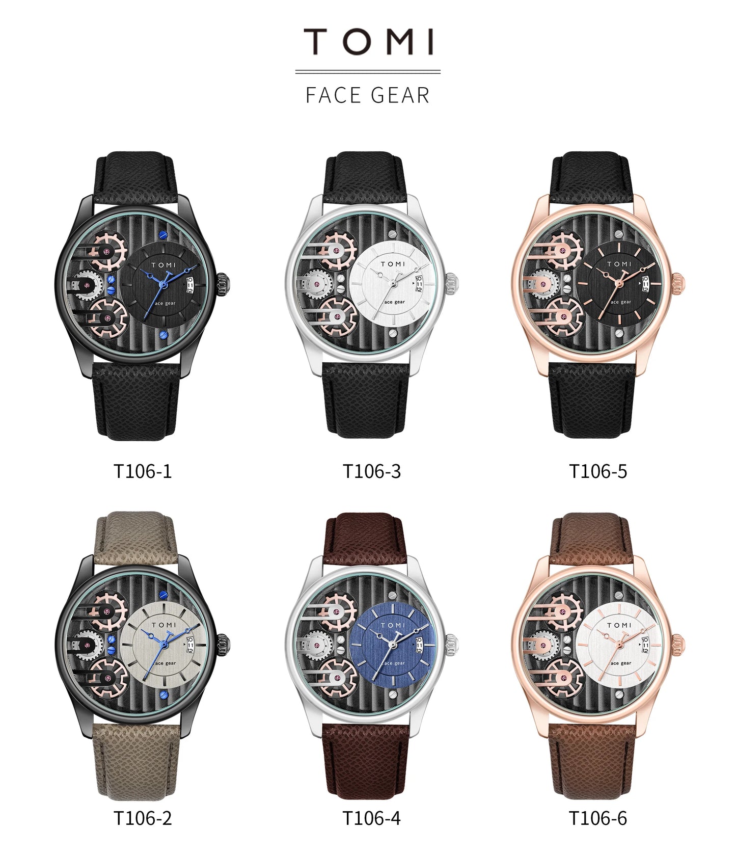 Relógio de quartzo de pulseira destacável TOMI masculino, conjunto combinado caixa presente, luxo e negócios simples, presente Festival