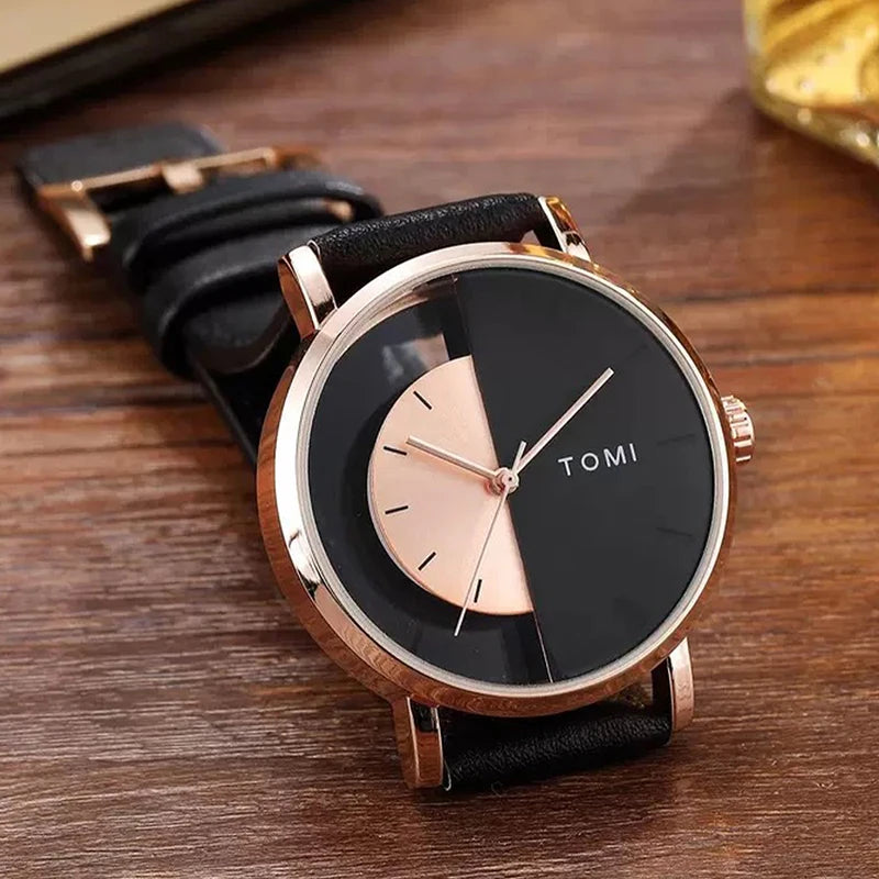 Relógio de quartzo com design oco simples da moda TOMI