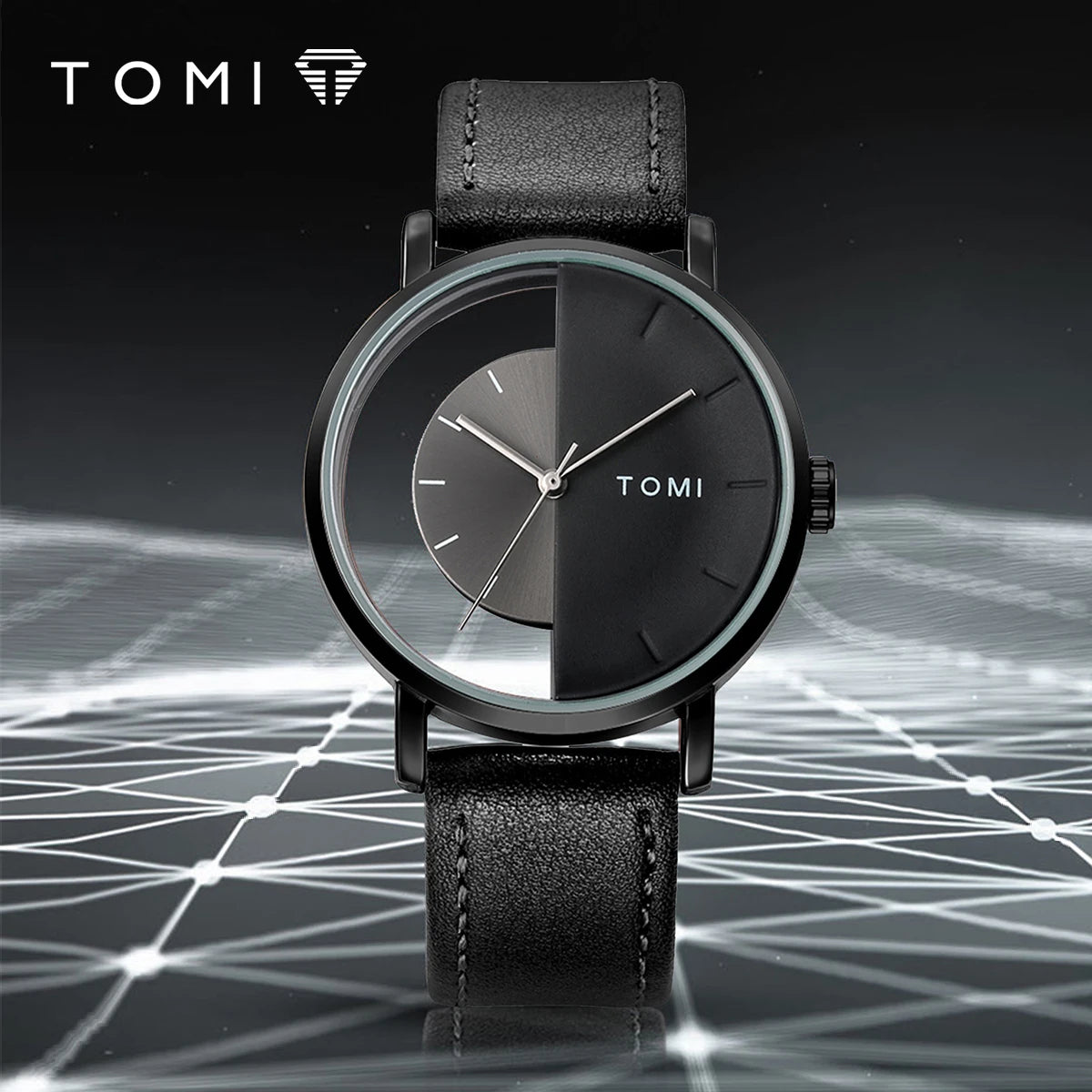 Relógio de quartzo com design oco simples da moda TOMI