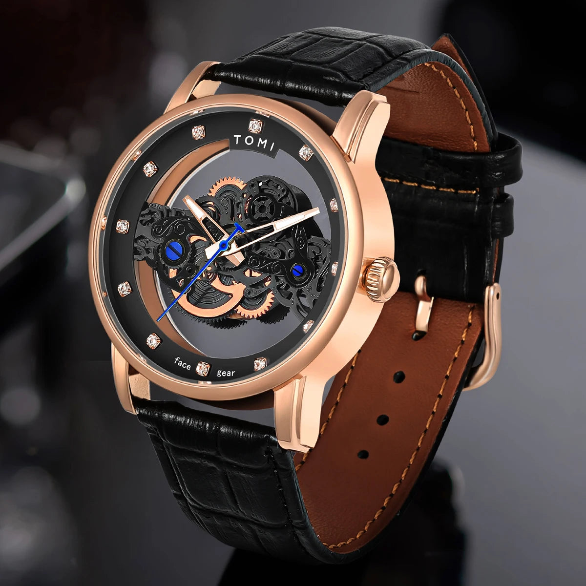 TOMI Novo relógio popular de luxo casual masculino e feminino relógio de quartzo com diamante oco