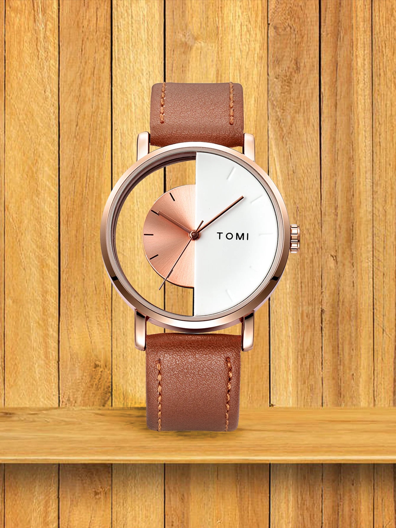 Relógio de quartzo com design oco simples da moda TOMI