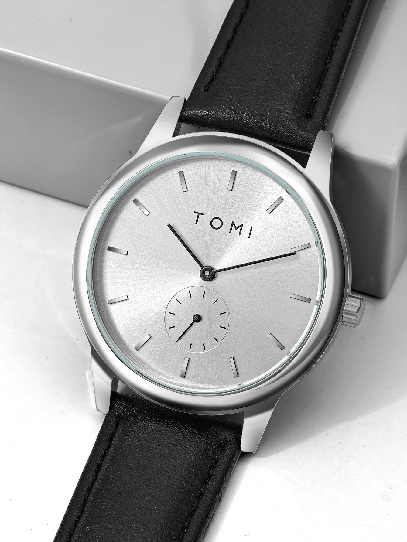 TOMI Fashion Masculino Relógio de quartzo com meio cinto de dois pinos casual e minimalista masculino