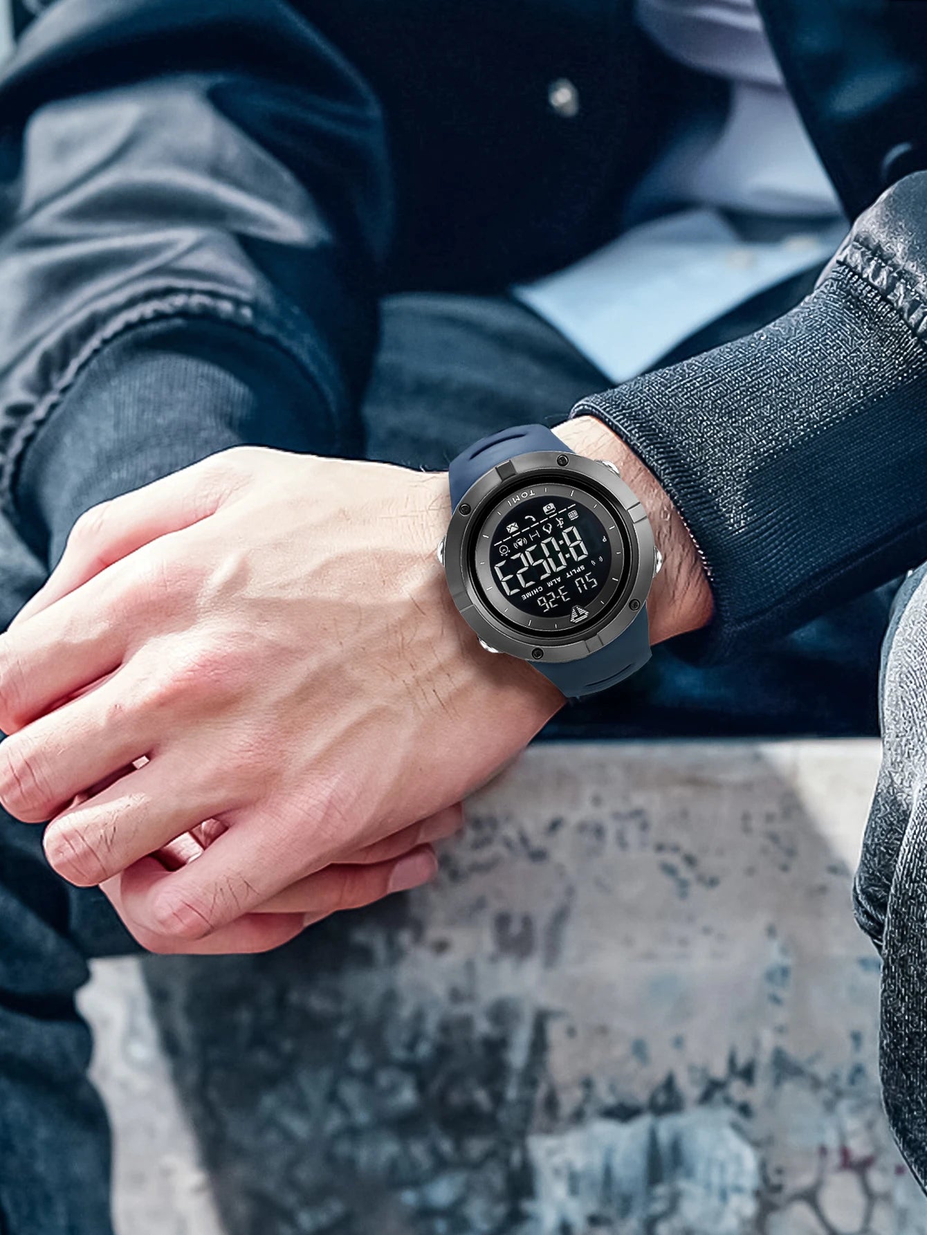 Relógio masculino TOMI Night Glow à prova d'água moda digital TPU material relógio esportivo