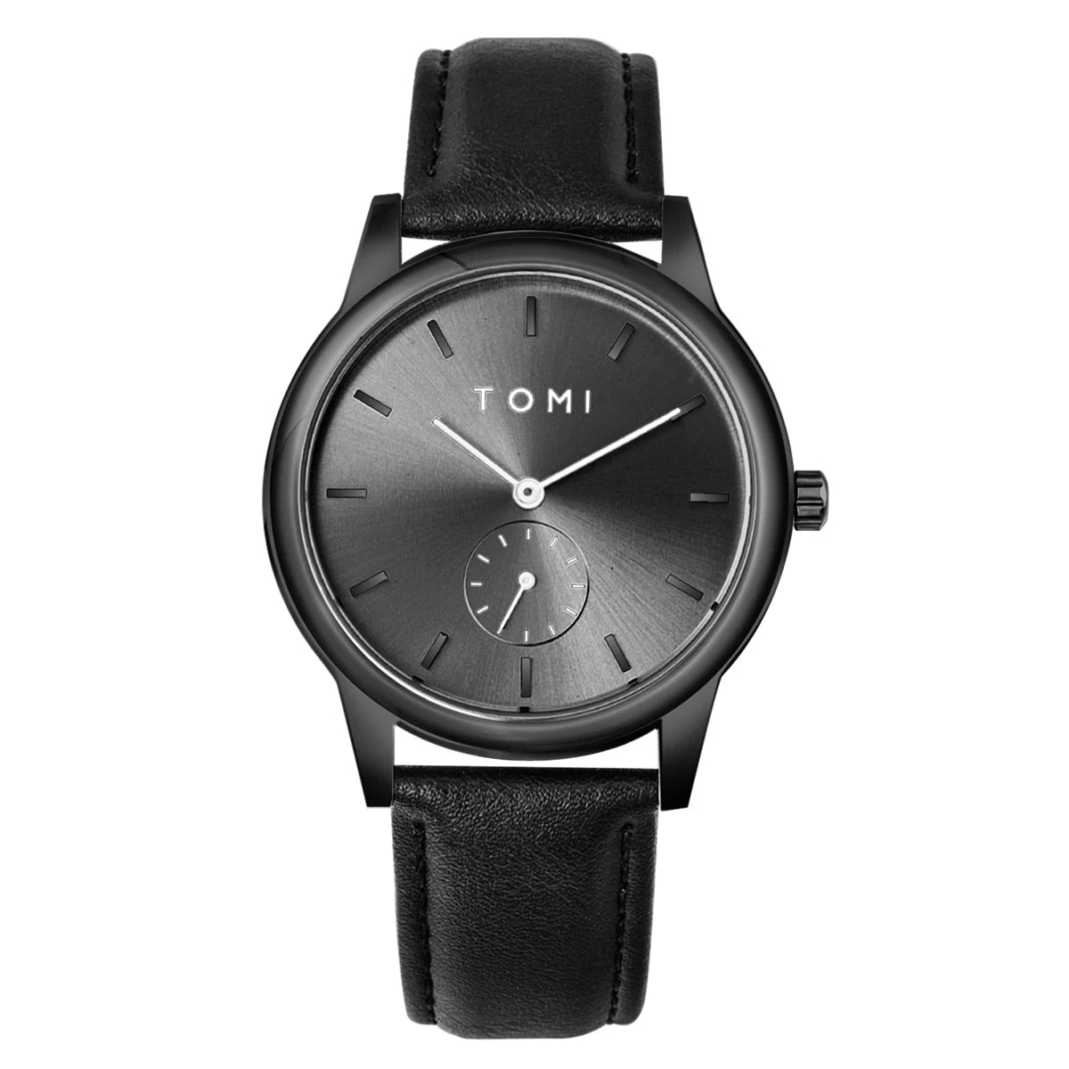 TOMI Fashion Masculino Relógio de quartzo com meio cinto de dois pinos casual e minimalista masculino