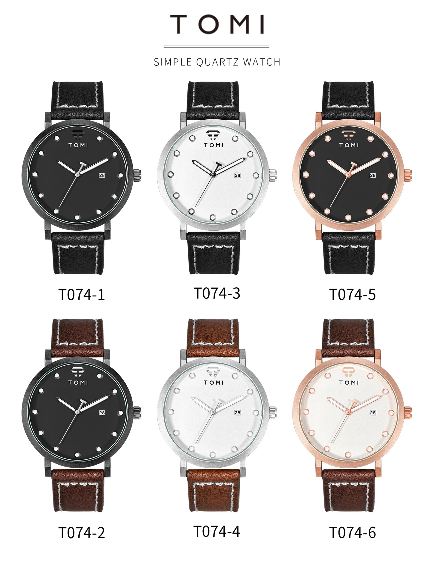 Tomi moda minimalista relógio masculino ao ar livre militar mostrador redondo relógio de quartzo de negócios masculino versátil retro relógio festival presente
