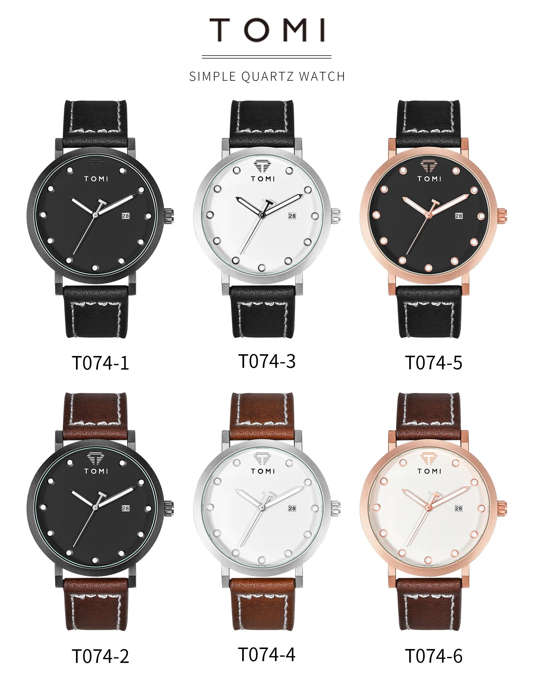 Tomi moda minimalista relógio masculino ao ar livre militar mostrador redondo relógio de quartzo de negócios masculino versátil retro relógio festival presente