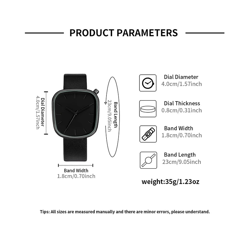 TOMI Relógio Minimalista Masculino Moda Versátil Relógio Quadrado Masculino e Feminino Escala Preto e Branco Relógio de Quartzo Premium