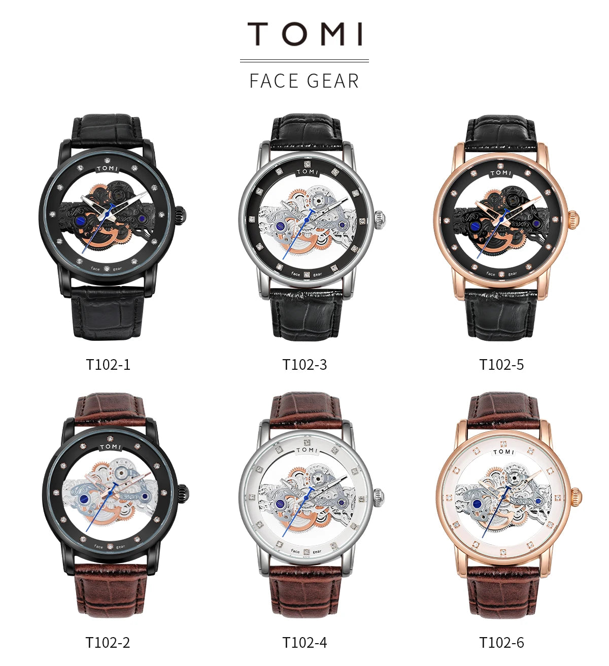 TOMI Novo relógio popular de luxo casual masculino e feminino relógio de quartzo com diamante oco