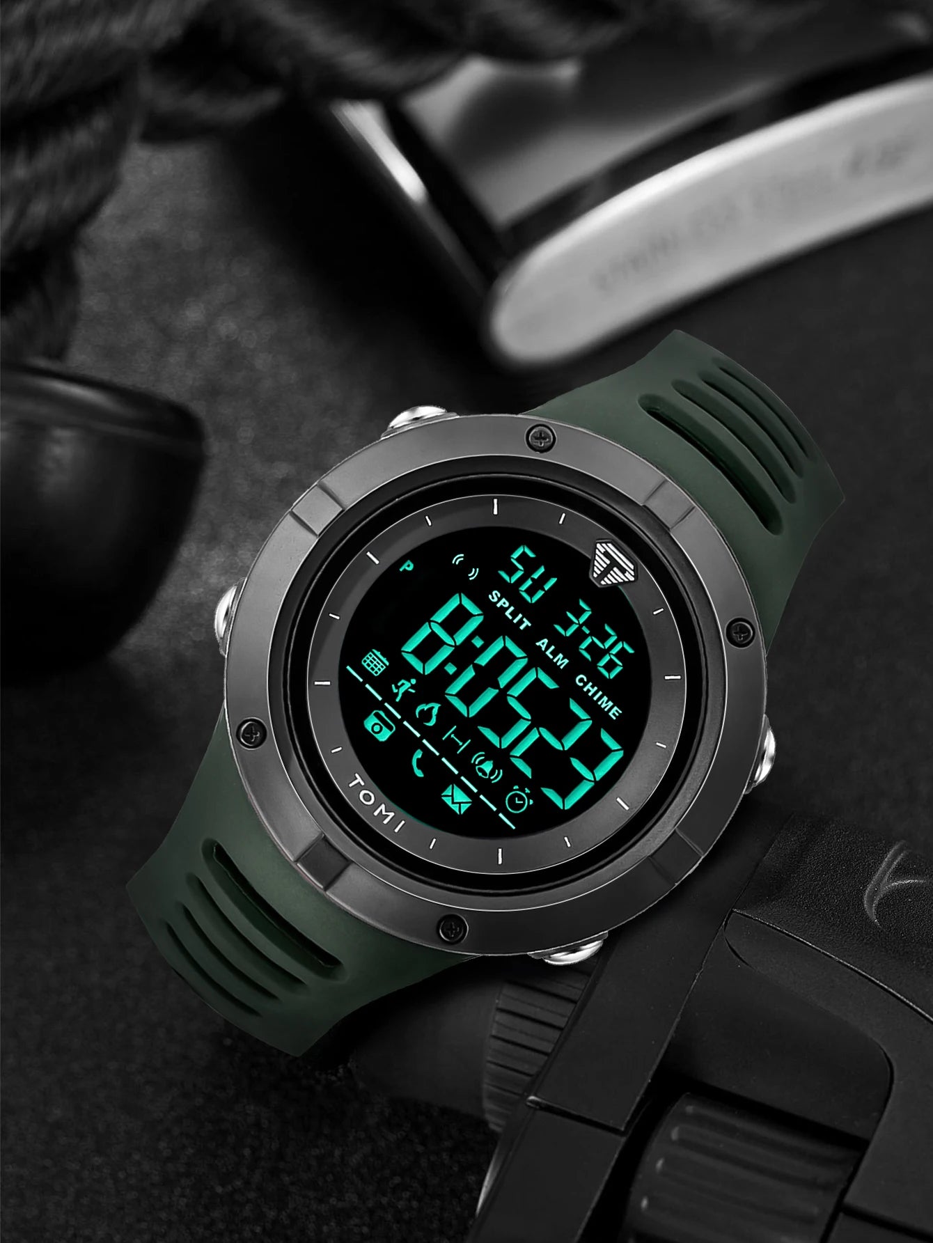 Relógio masculino TOMI Night Glow à prova d'água moda digital TPU material relógio esportivo