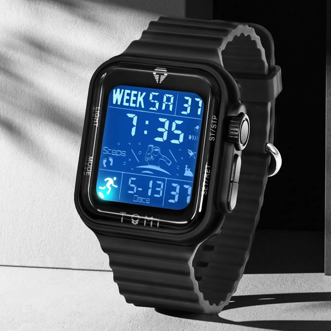 TOMI Pro Mens Smartwatch 1.86 '' AMOLED Tela Sensível Ao Toque Quadrado, Mostrador Obsidian, Data/Tempo/Semana Excluso Design Minimalista Elegante