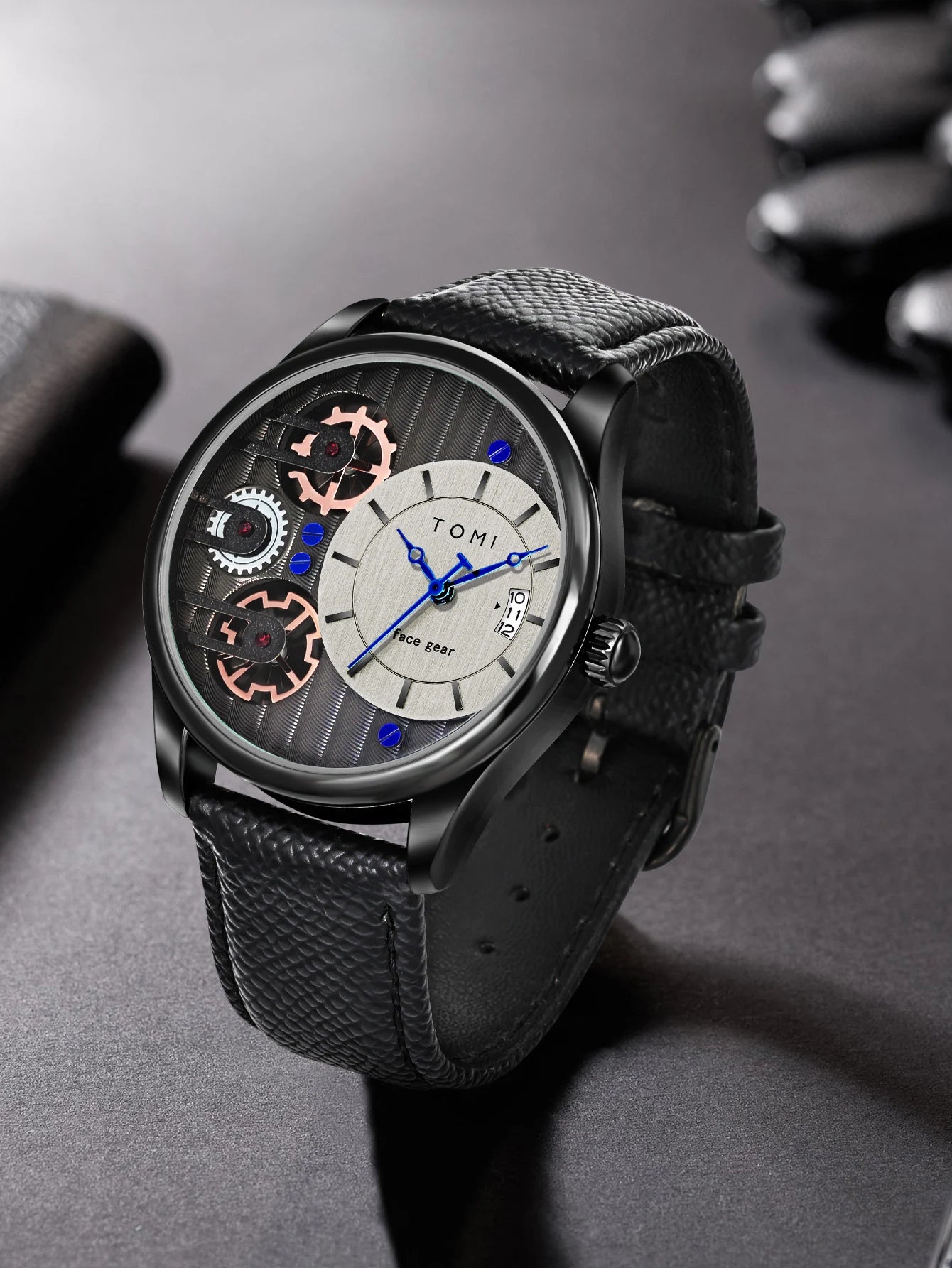 Relógio de quartzo de pulseira destacável TOMI masculino, conjunto combinado caixa presente, luxo e negócios simples, presente Festival