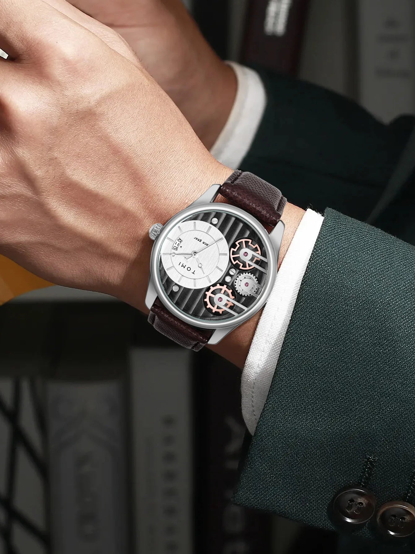 Relógio de quartzo de pulseira destacável TOMI masculino, conjunto combinado caixa presente, luxo e negócios simples, presente Festival