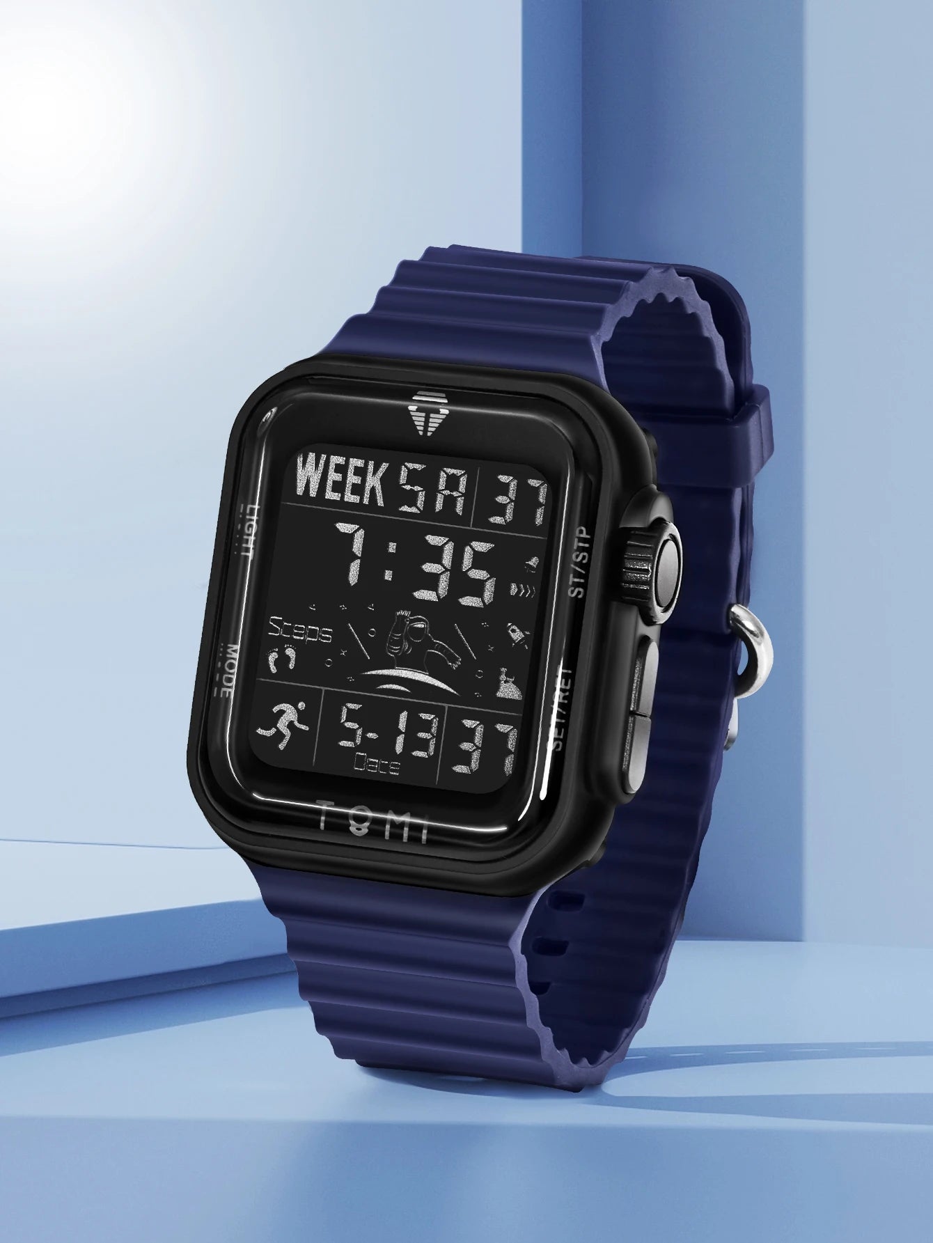 TOMI Pro Mens Smartwatch 1.86 '' AMOLED Tela Sensível Ao Toque Quadrado, Mostrador Obsidian, Data/Tempo/Semana Excluso Design Minimalista Elegante