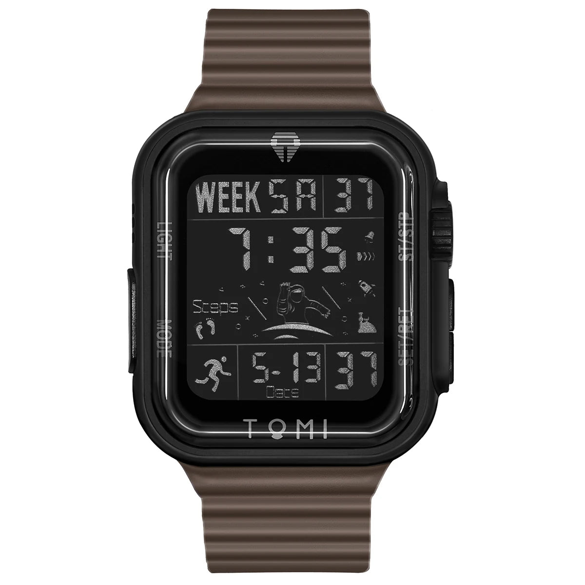 TOMI Pro Mens Smartwatch 1.86 '' AMOLED Tela Sensível Ao Toque Quadrado, Mostrador Obsidian, Data/Tempo/Semana Excluso Design Minimalista Elegante