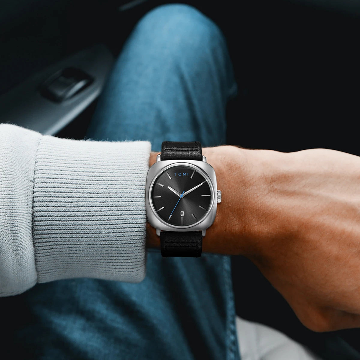 Tomi 2 pçs masculino casual moda relógio óculos conjunto de presente clássico simples caso quadrado relógio de quartzo masculino conjunto de presente reloj