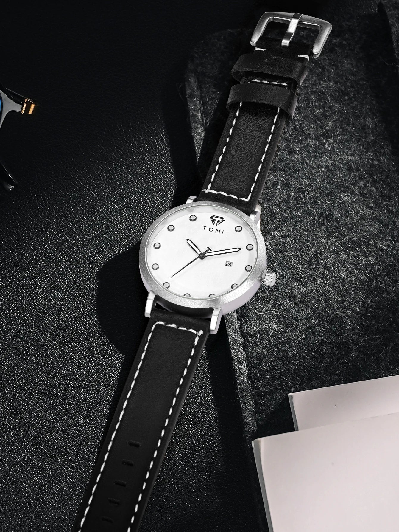 Tomi moda minimalista relógio masculino ao ar livre militar mostrador redondo relógio de quartzo de negócios masculino versátil retro relógio festival presente
