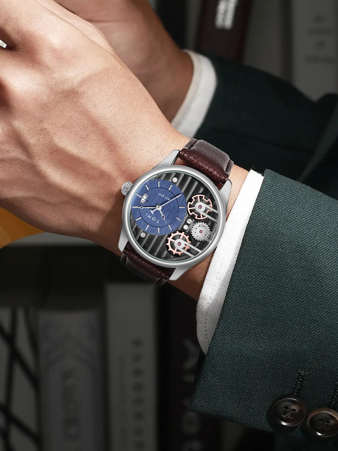 Relógio de quartzo de pulseira destacável TOMI masculino, conjunto combinado caixa presente, luxo e negócios simples, presente Festival