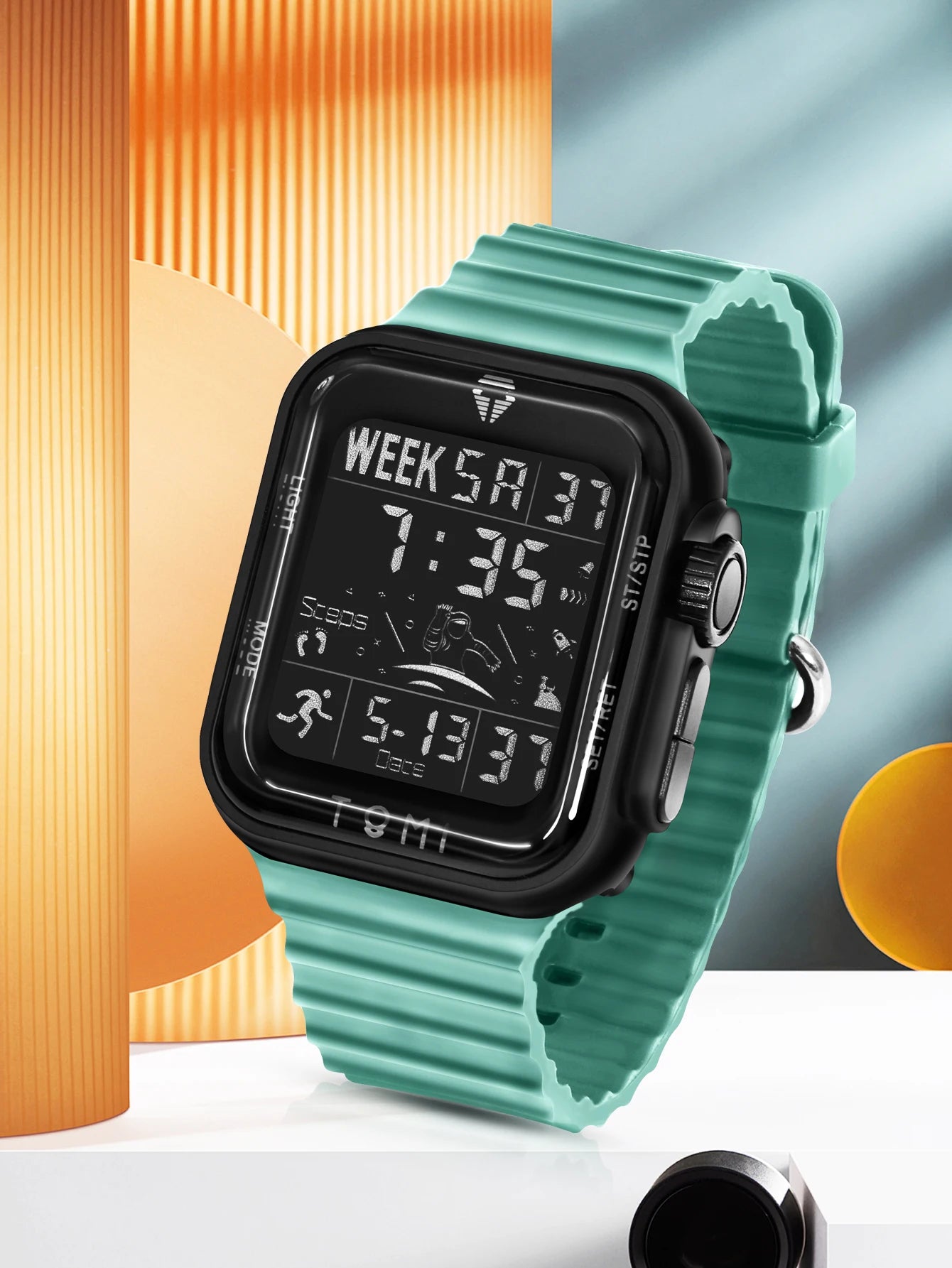 TOMI Pro Mens Smartwatch 1.86 '' AMOLED Tela Sensível Ao Toque Quadrado, Mostrador Obsidian, Data/Tempo/Semana Excluso Design Minimalista Elegante