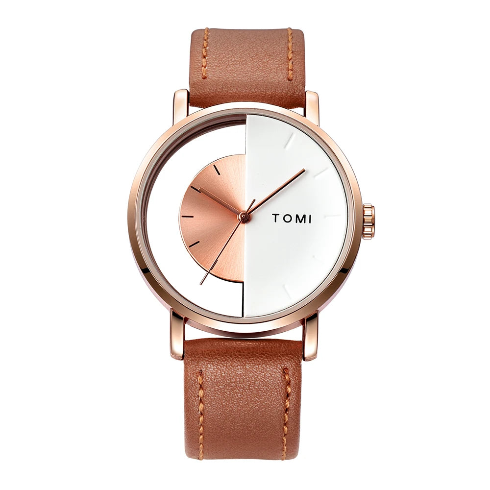 Relógio de quartzo com design oco simples da moda TOMI
