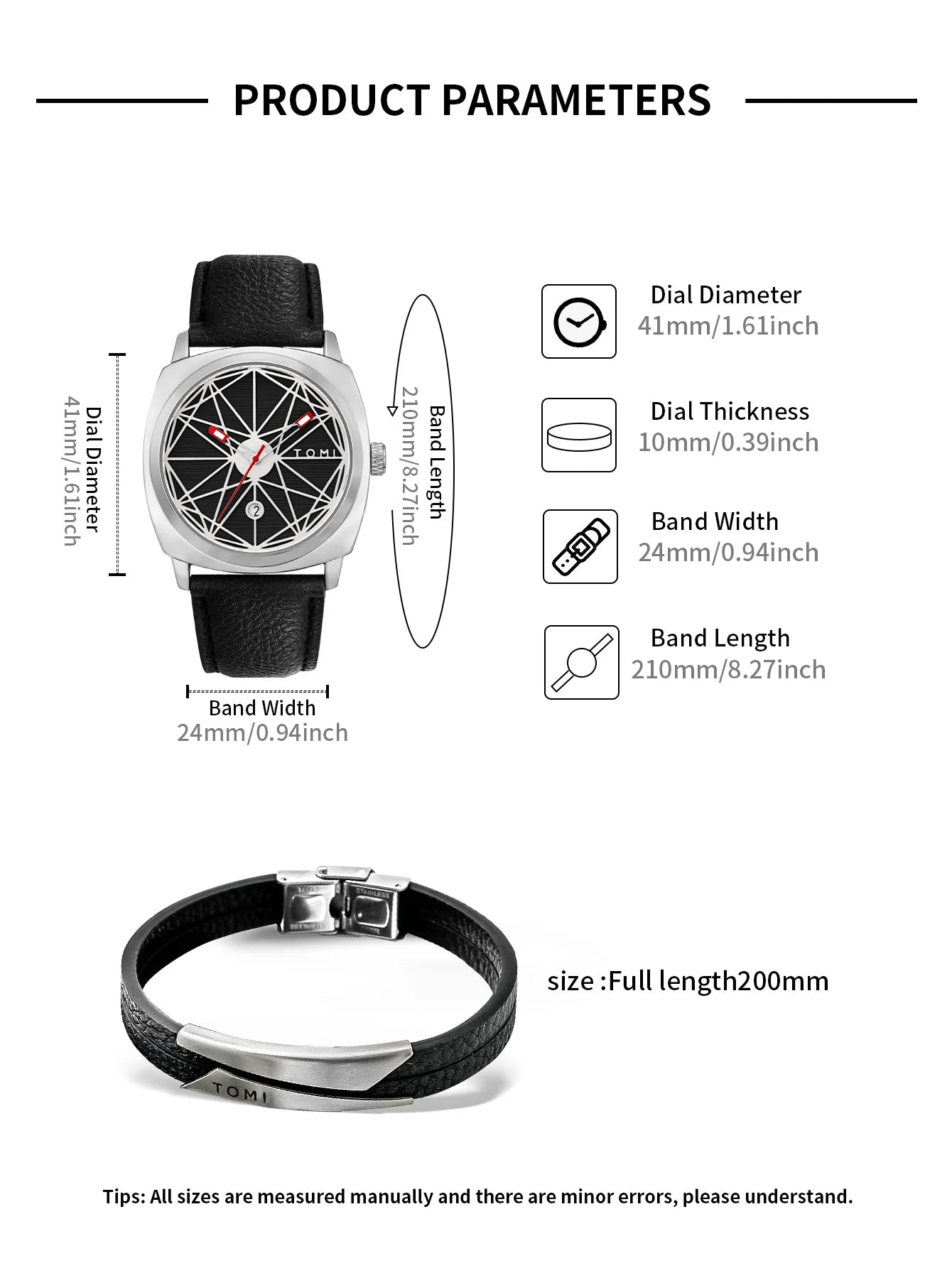 Tomi 2024 novo 2 pçs relógio masculino pulseira presente conjunto de luxo negócios versátil calendário relógio quartzo masculino e relógio presente reloj