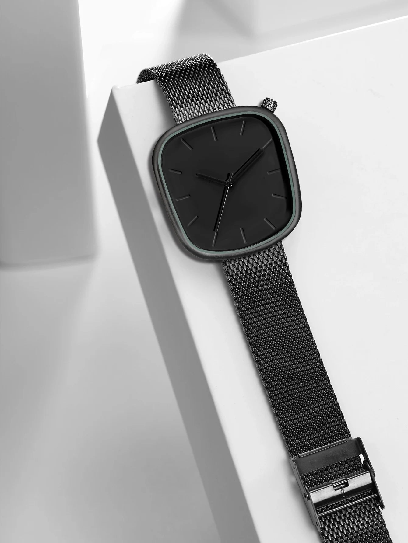 TOMI Relógio Minimalista Masculino Moda Versátil Relógio Quadrado Masculino e Feminino Escala Preto e Branco Relógio de Quartzo Premium