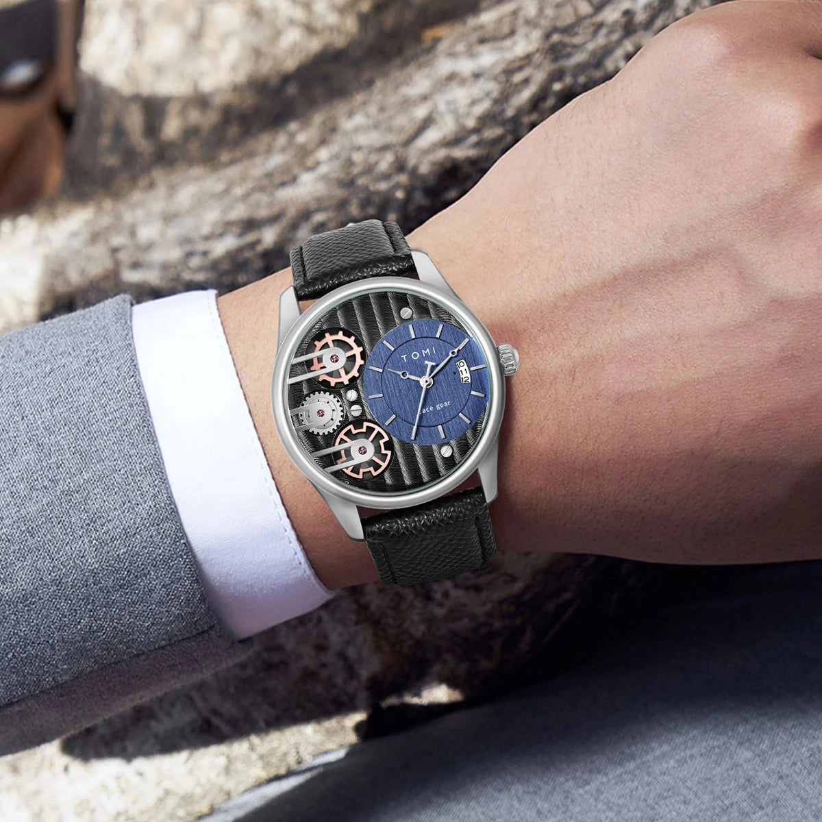 Relógio de quartzo de pulseira destacável TOMI masculino, conjunto combinado caixa presente, luxo e negócios simples, presente Festival