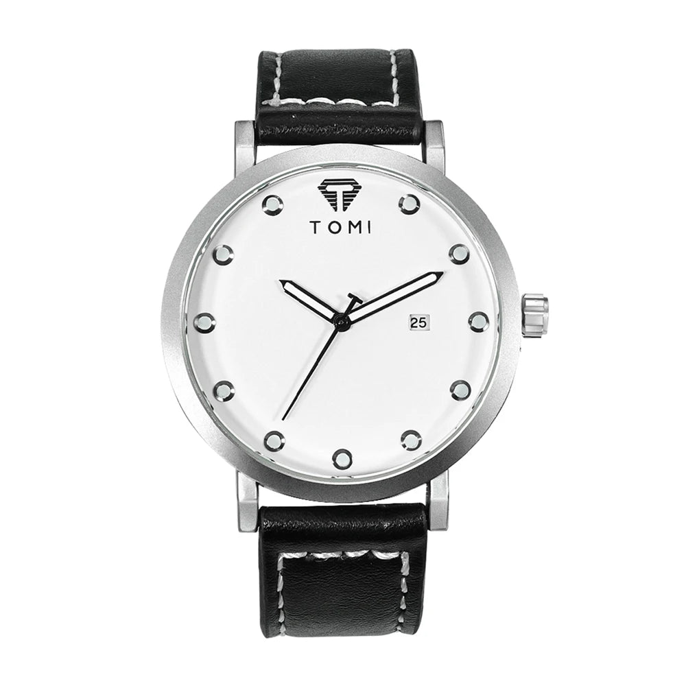 Tomi moda minimalista relógio masculino ao ar livre militar mostrador redondo relógio de quartzo de negócios masculino versátil retro relógio festival presente