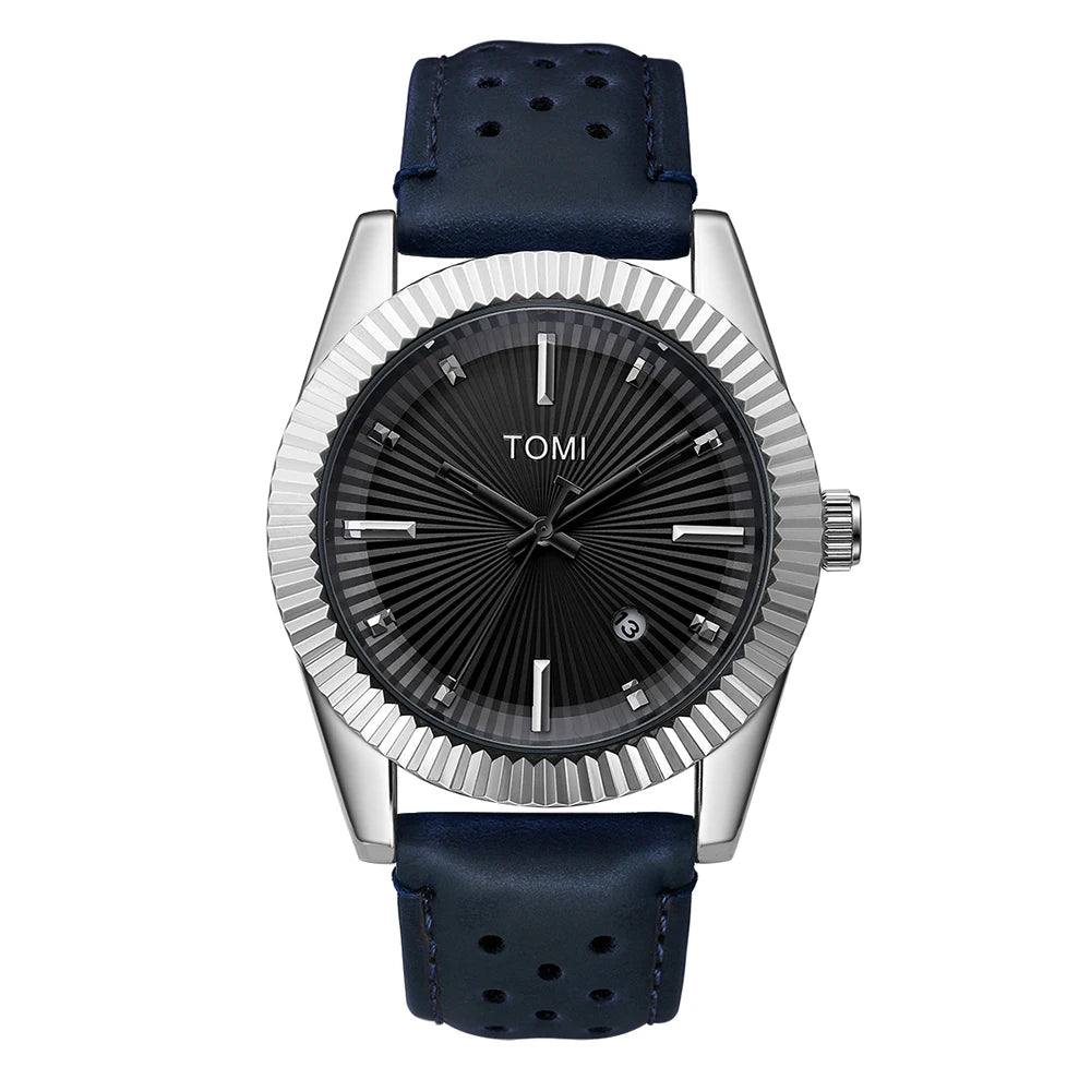 TOMI Moda Masculina Clássico Relógio Masculino e Feminino Versátil Tendência Calendário de Negócios Relógio de Quartzo de Couro Marrom