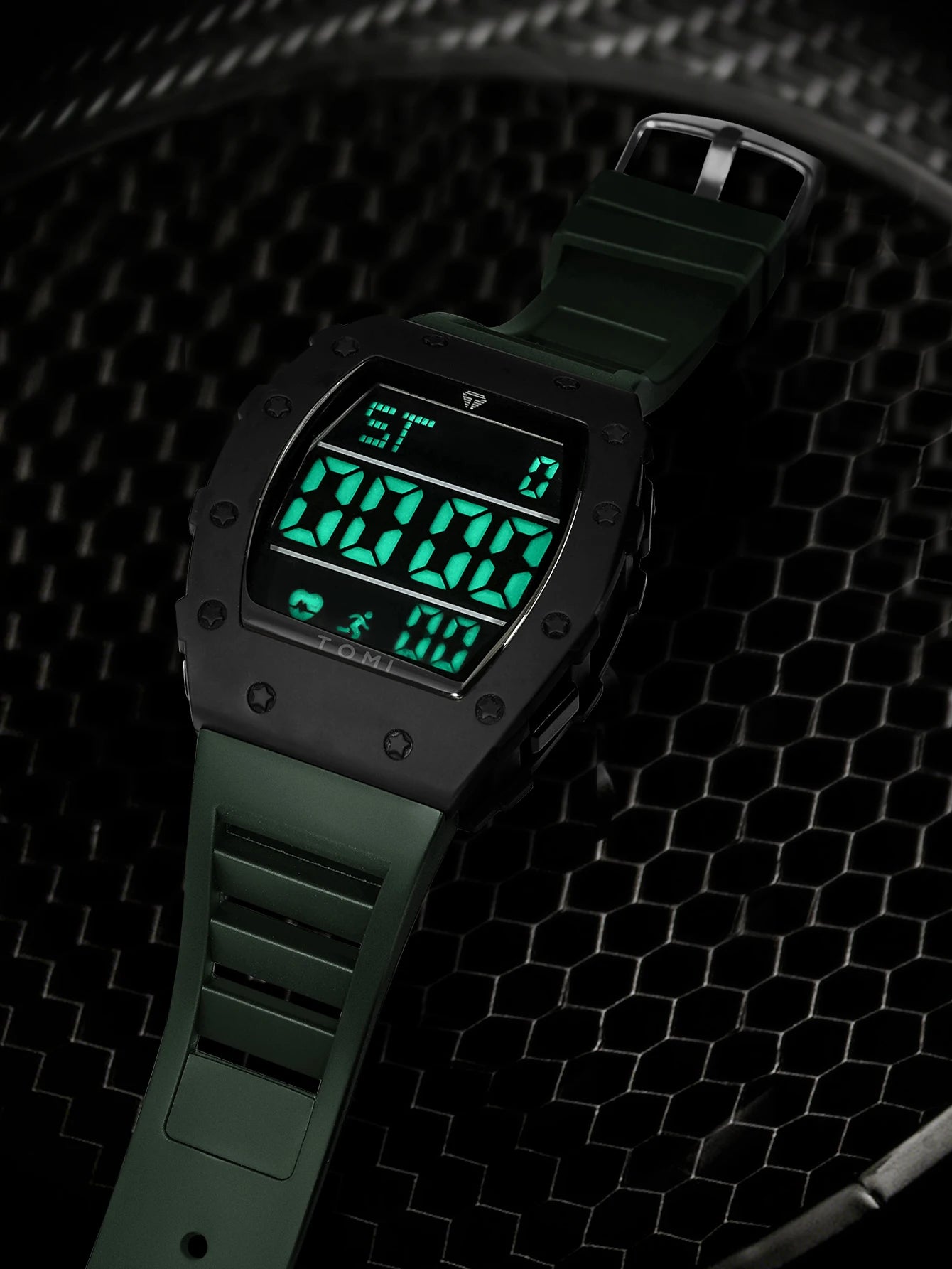 Tomi relógio digital led masculino barril de vinho relógio multifuncional ao ar livre à prova dwaterproof água fitness esportes relógio estudante