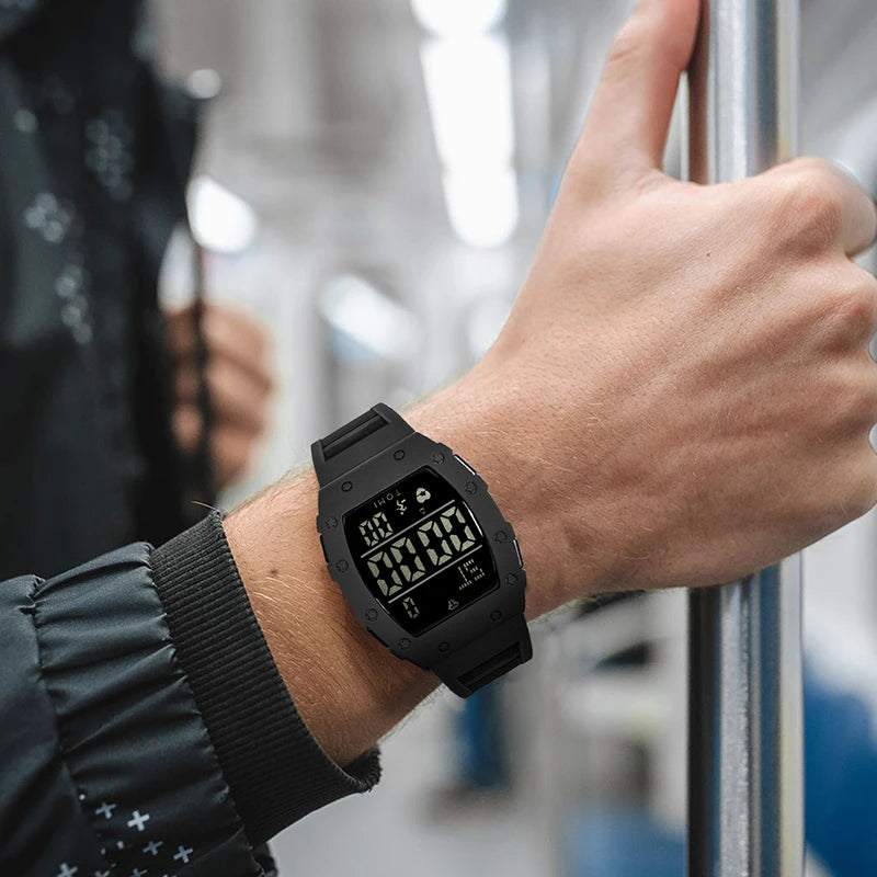 Tomi relógio digital led masculino barril de vinho relógio multifuncional ao ar livre à prova dwaterproof água fitness esportes relógio estudante